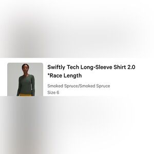 Lululemon Swiftly Tech Long Sleeve Shirt 2.0 *Race Length